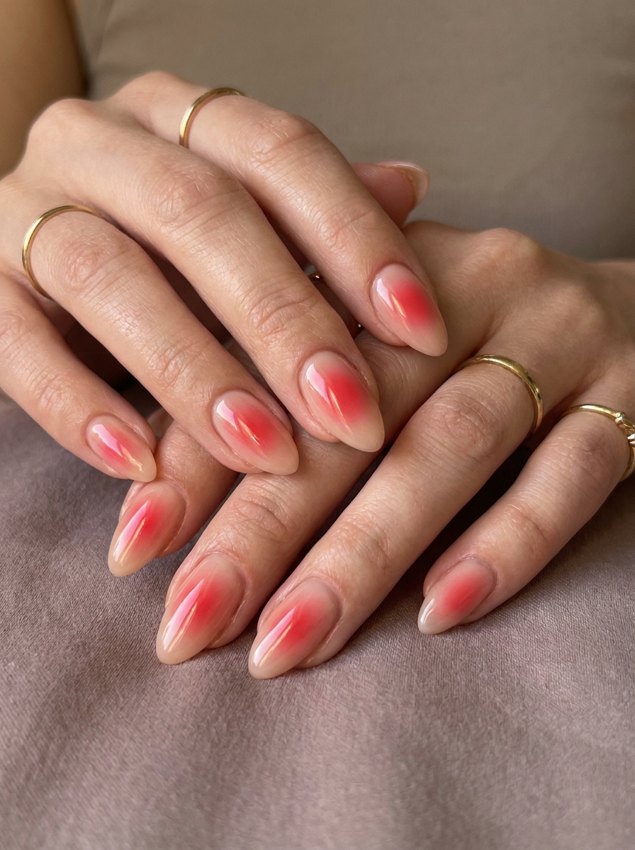 Red Spotlight Aura Nails